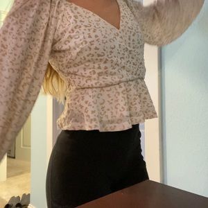 Cropped and sleeve cuffed top